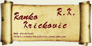 Ranko Kričković vizit kartica